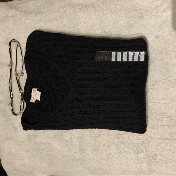 Alfred Sung NWOT black V-neck Sweater Size Large - Picture 1 of 8